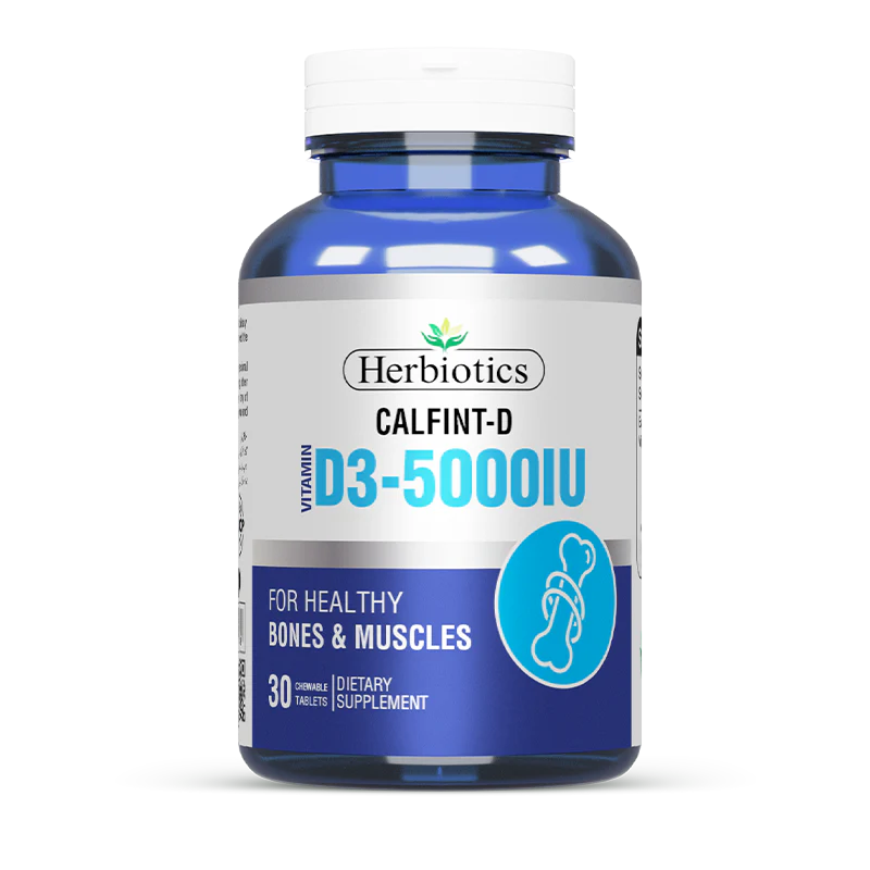 Calfint D Vitamin D3 5000 IU  30 Chewable Tablets | Herbiotics