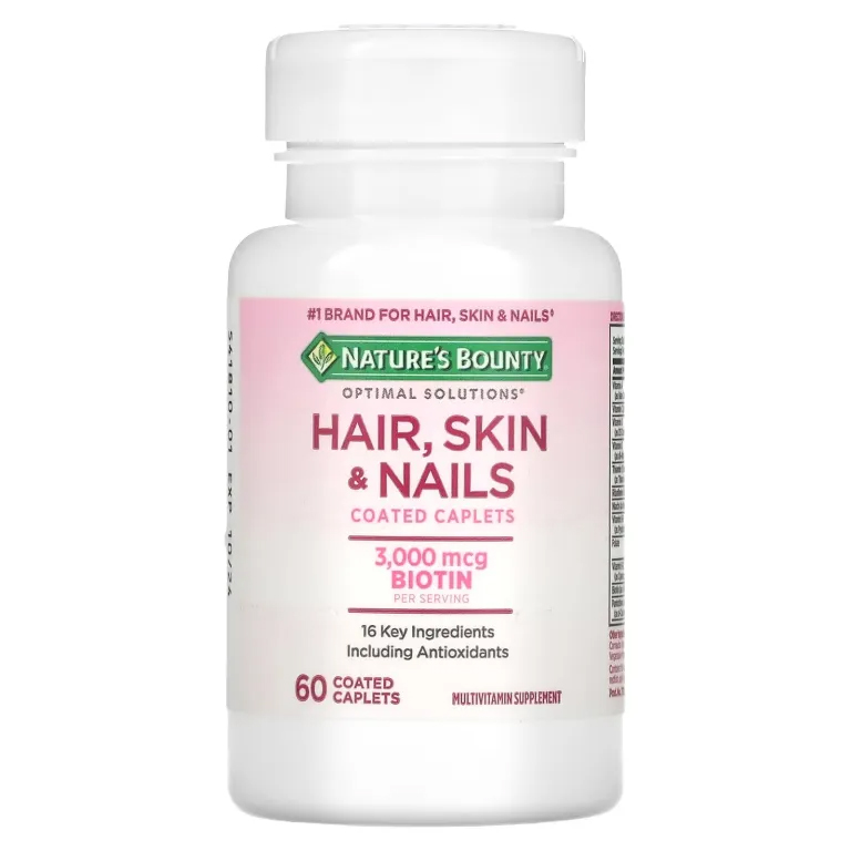 Nature’s Bounty Hair, Skin & Nails – 3000 mcg Biotin – 60 Coated Caplets - Image 2