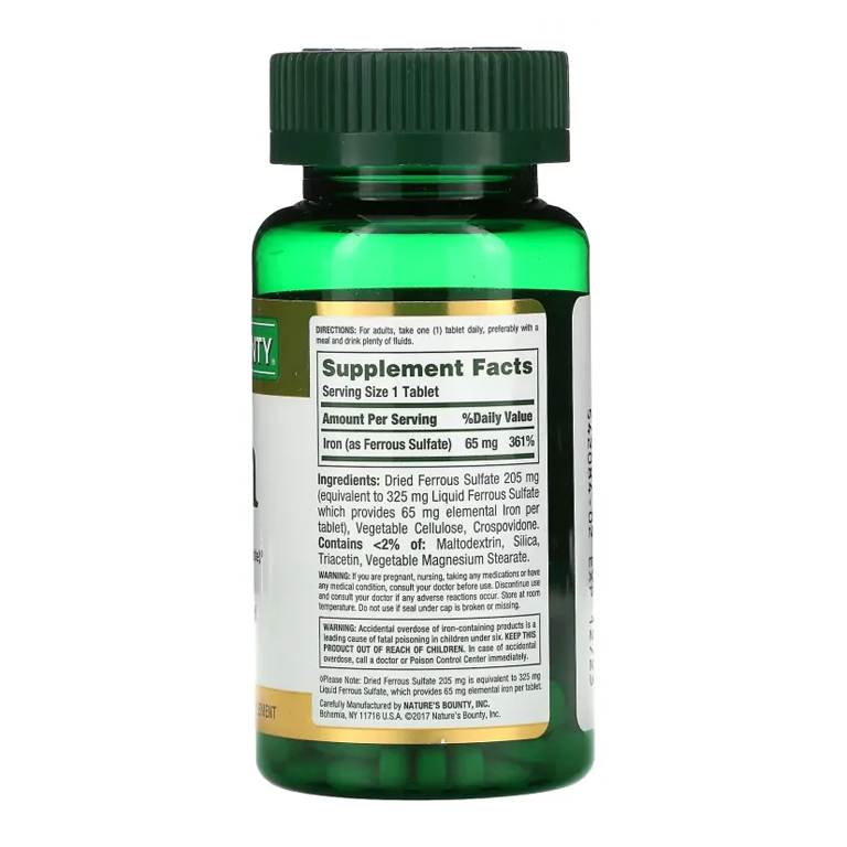 Nature’s Bounty Iron 65mg – 100 Tablets - Image 2