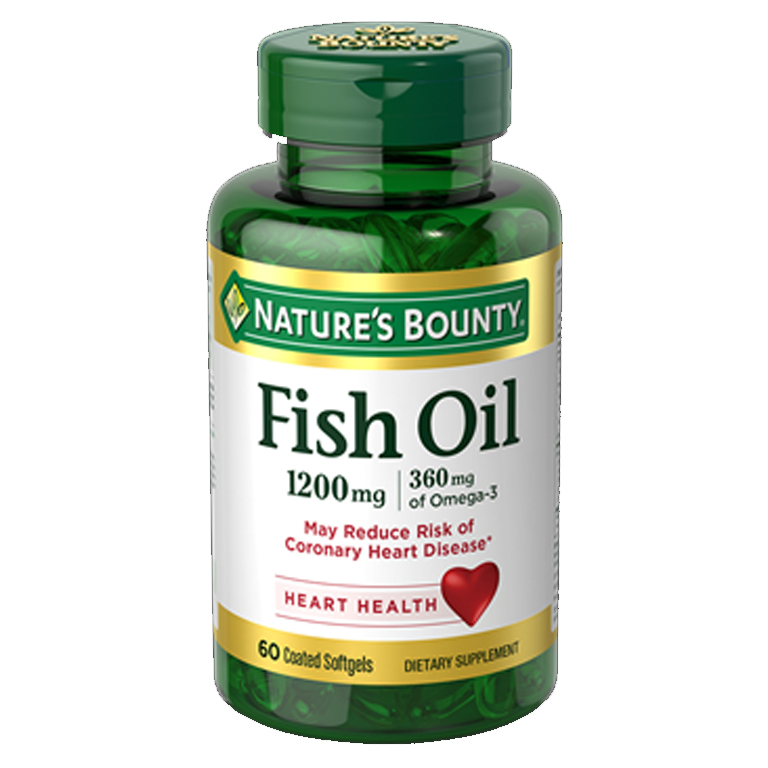 Nature’s Bounty Fish Oil 1200mg plus 360mg Omega-3 – 60 Coated Softgels