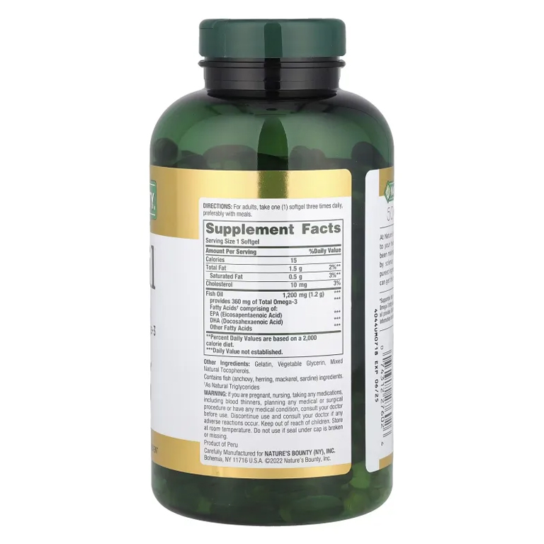 Nature’s Bounty Fish Oil 1200mg plus 360mg Omega-3 – 60 Coated Softgels - Image 2