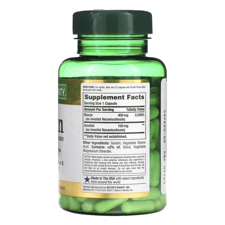 Nature’s Bounty Flush Free Niacin 500 mg – 120 Capsules - Image 2