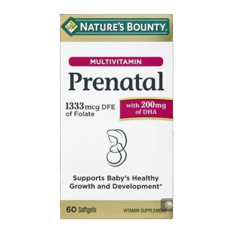Nature’s Bounty Prenatal Multivitamin with 200 mg DHA – 60 Softgels - Image 2