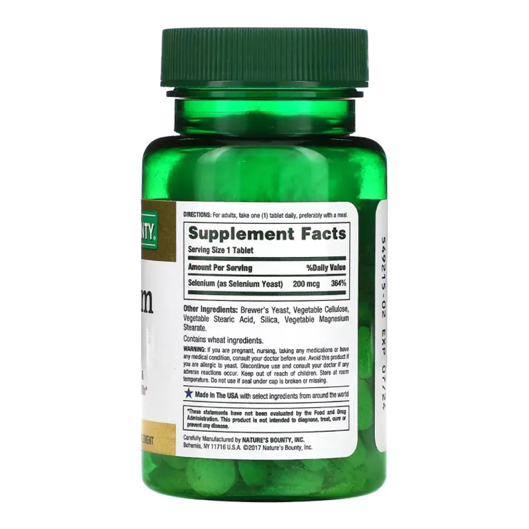 Nature’s Bounty Selenium 200 mcg 100 Tablets - Image 2