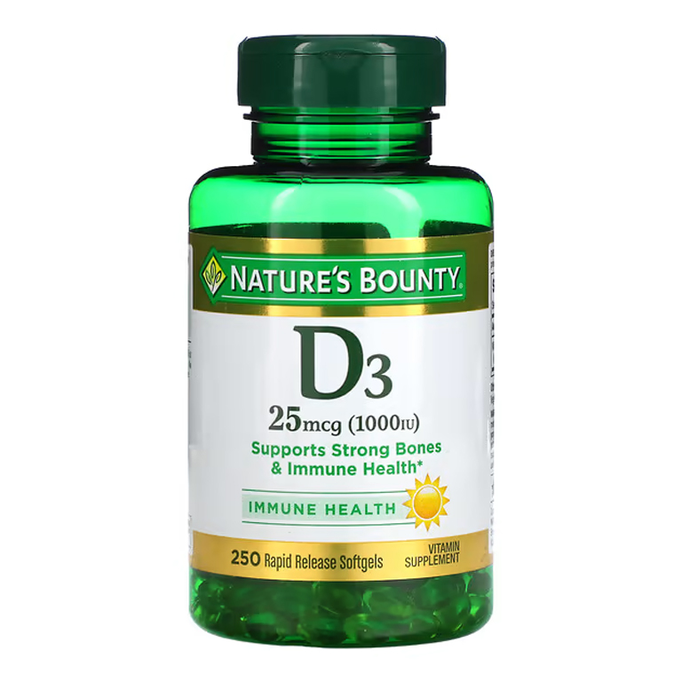 Nature’s Bounty Vitamin D3 25 mcg 1000 IU 250 Rapid Release Softgels