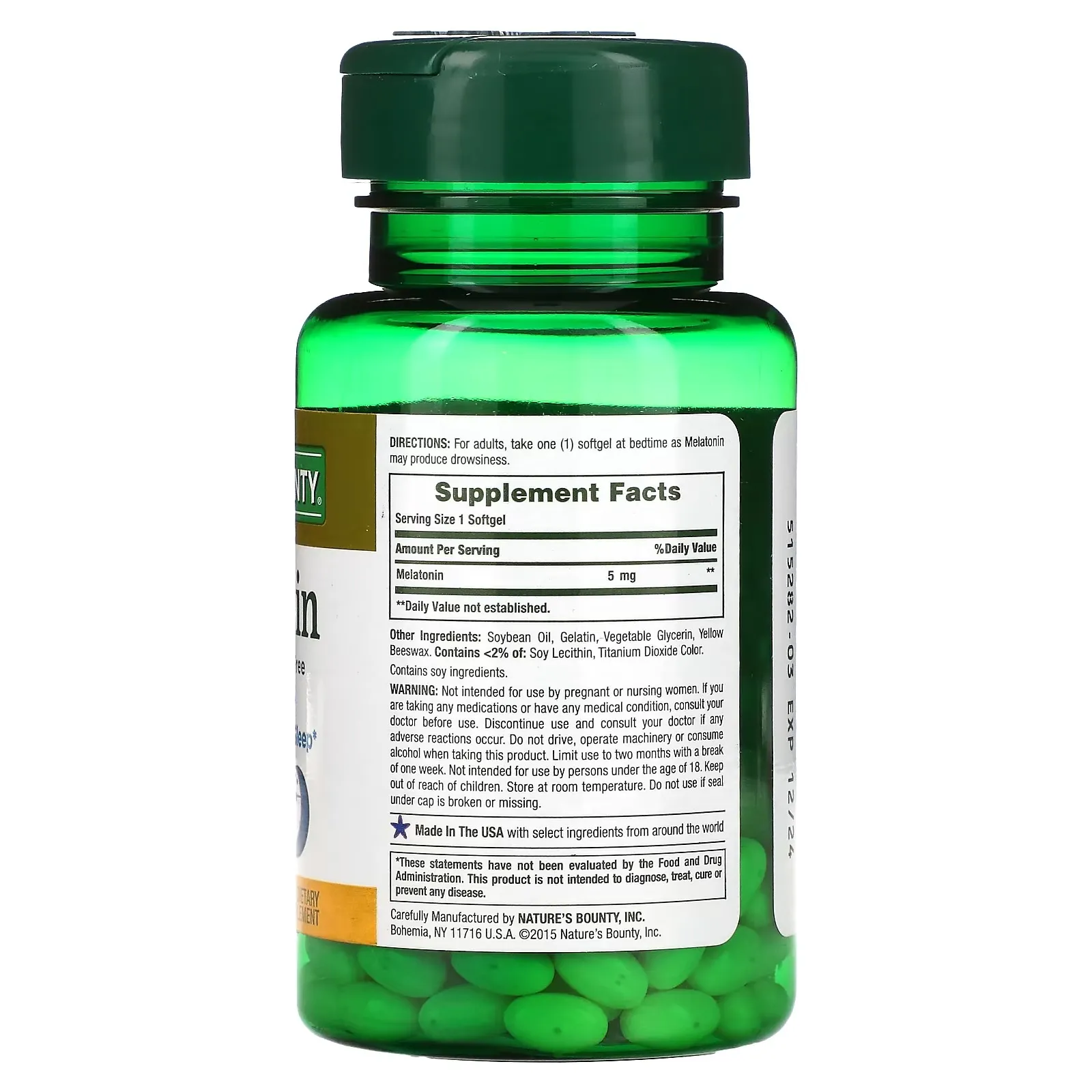 Nature’s Bounty Melatonin 5mg 90 Softgels 5 mg - Image 2