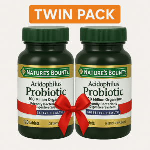 Nature’s Bounty Acidophilus Probiotic Twin Pack 2 x 120 Tablets bundle
