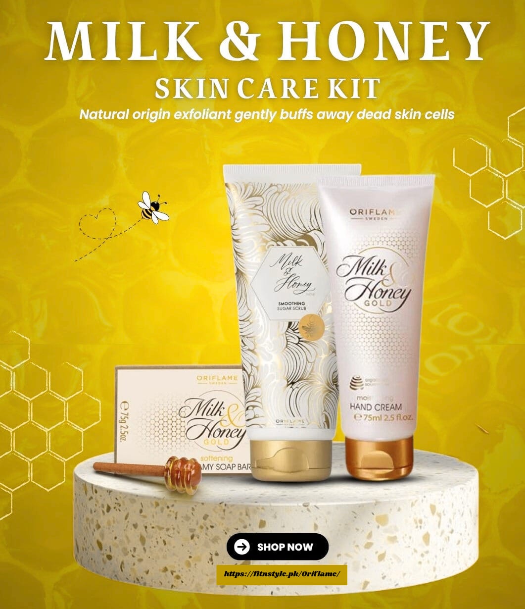 Oriflame Milk And Honey Gold Exfoliate Soften & Moisturize Bundle