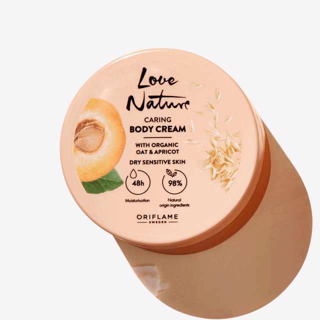 Oriflame Love Nature Caring Body Cream with Organic Oat & Apricot – 200 ml
