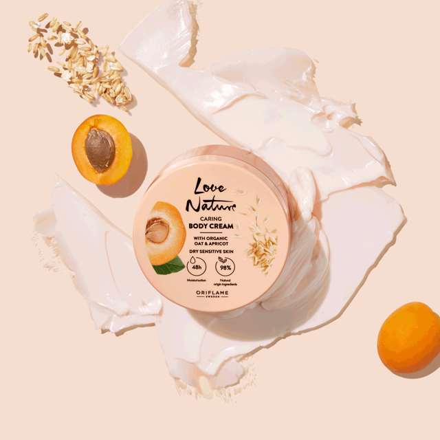Oriflame Love Nature Caring Body Cream with Organic Oat & Apricot – 200 ml - Image 2