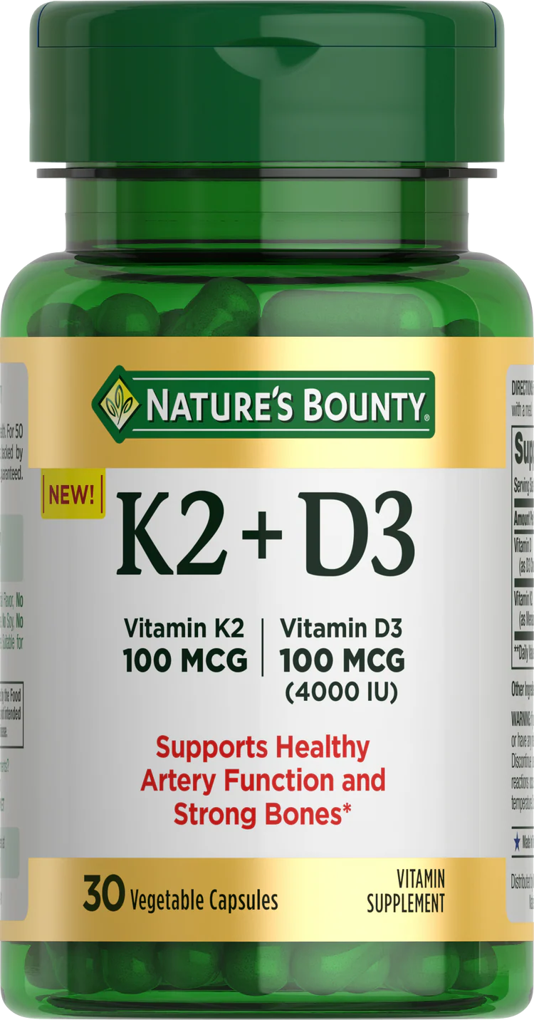 Nature's Bounty Vitamin D# + k2 60 Vege Capsules