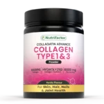 Nutrifactor Collagatin Advance Collagen Type 1 & 3 6000mg Marine Hydrolyzed Collagen Powder Vanilla Flavour