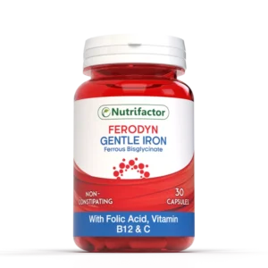 Nutrifactor Ferodyn Gentle Iron Ferrous Bisglycinate with Folic Acid Vitamin B12 and C 30 Capsules