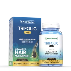 Nutrifactor Trifolic Men Advanced Hair Multivitamin with 26 nutrients, 30 tablets for thicker and fuller hair