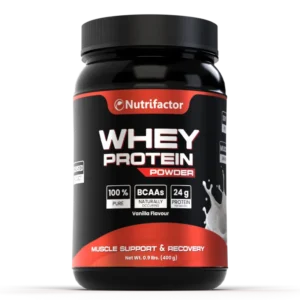 Nutrifactor Whey Protein Powder vanilla flavour 24g protein 400g container